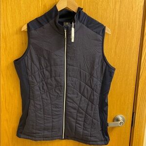Kate Lord Lightweight Quilted Navy Activewear Vest Fleece Nylon Women’s XL NWT
